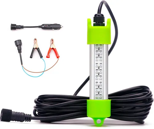 LOSTCAT 18W 45W DC 12V Luz LED verde IP68 impermeable de aluminio súper brillante para cebo de pesca submarina en muelle, luz de pesca subacuática