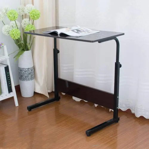 Miniatura 14 de SSLine Mesa de aperitivos con ruedas, escritorio elevable para computadora portátil, bandeja de TV móvil en forma de C, para sofá, silla, mesa