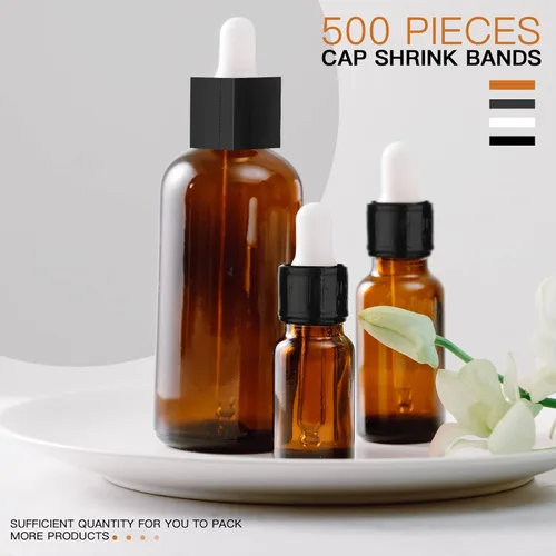 Miniatura 6 de Outus 500 piezas de envoltura retráctil perforada para botellas, sellos termorretráctiles para botellas (negro)