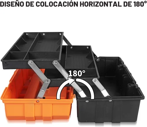 Miniatura 4 de Torin Caja de herramientas de plástico de 17 pulgadas, caja de herramientas portátil organizadora de almacenamiento multifunción de 3 niveles
