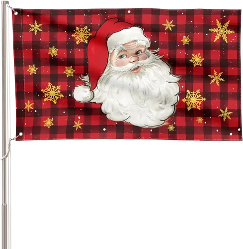 Miniatura 8 de AVOIN colorlife Bandera de casa de Papá Noel de Navidad de 28 x 40 pulgadas de doble cara, bandera decorativa al aire libre de Navidad, verde