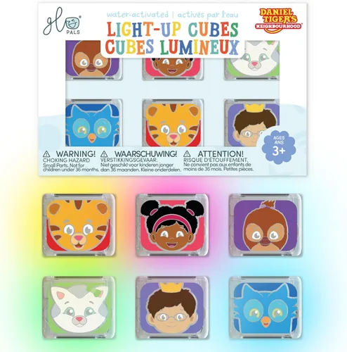 Miniatura 8 de Glo Pals x Daniel Tiger's Neighborhood - Juguete de baño activado por agua con 4 cubos reutilizables iluminados para juegos sensoriales (solo cubos)