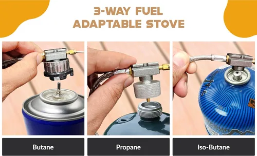 Miniatura 3 de Roamix Estufa de camping portátil multicombustible de 54,500 BTU - Quemador plegable a prueba de viento de 16,000 W con adaptador de recipiente