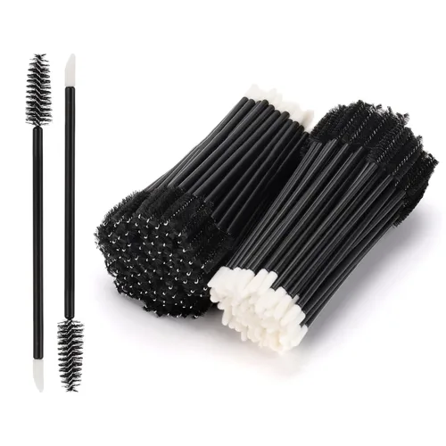 Miniatura 18 de 100 varitas de rímel desechables de doble extremo, cepillo de labios, aplicador de lápiz labial, carretes de cejas para extensiones de pestañas
