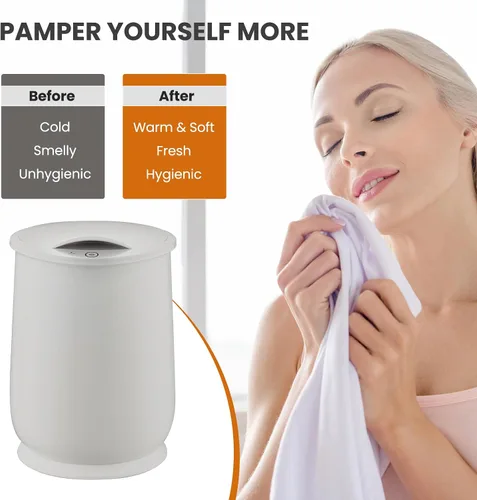 Miniatura 7 de WELLHUT Calentador de toallas calientes de 21 litros, calentadores de toallas de baño con soporte para fragancia, función de aislamiento, Gris