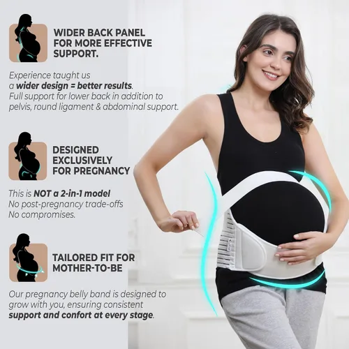 Miniatura 3 de NeoTech Care Cinturón de maternidad para embarazo, soporte para espalda, abdomen, cintura, pelvis (talla L, color marfil)