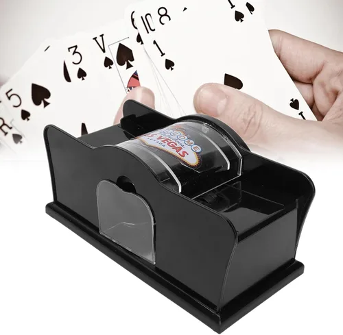 Miniatura 5 de Barajador manual de cartas de 1-2 barajas para blackjack, póker, silencioso, manivela, equipo de casino máquina barajadora de cartas para jugar a