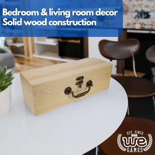 Miniatura 2 de WE Games Caja grande de madera con tapa con bisagras, acabado de madera quemada, tinte natural, caja de memoria de recuerdo, cajas decorativas