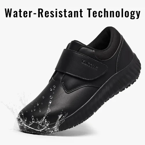 Miniatura 4 de Zapatos de trabajo antideslizantes negros para hombres Servicio de alimentos Restaurante Deslizamiento en el zapato resistente al agua