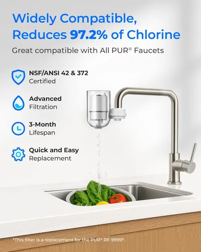 Miniatura 2 de Waterdrop C08B Filtro de agua para grifo, compatible con todos los sistemas de filtración de grifos PUR® PLUS, repuesto RF-3375®, certificado NSF