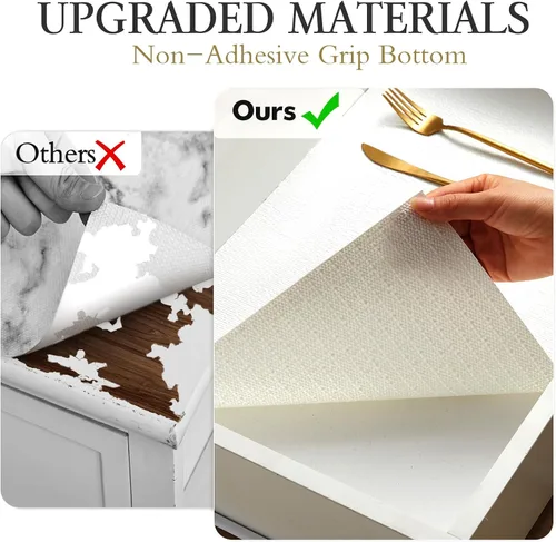 Miniatura 8 de Beautysaid Revestimiento de estante y cajón para armario de cocina, papel antideslizante no adhesivo, impermeable, lavable, grueso para tocador
