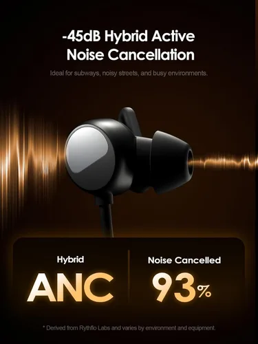 Miniatura 7 de Auriculares híbridos con cancelación activa de ruido Bluetooth 6.0, 5 ENC AI Clear Call Mic Auriculares inalámbricos, auriculares magnéticos
