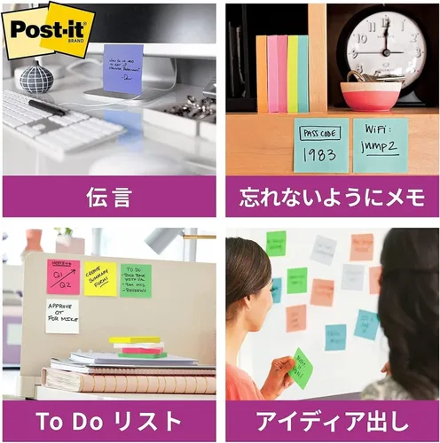 Miniatura 6 de Post-it 654-6SSAN-AM - Notas adhesivas, adhesivo fuerte, color neón, 3.0 x 3.0 pulgadas (2.953 x 2.953 in), 90 hojas x 6 paquetes