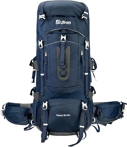 Miniatura 8 de Ubon Mochila de senderismo con marco interno de 50/60 L, mochila de camping para hombres y mujeres con cubierta de lluvia