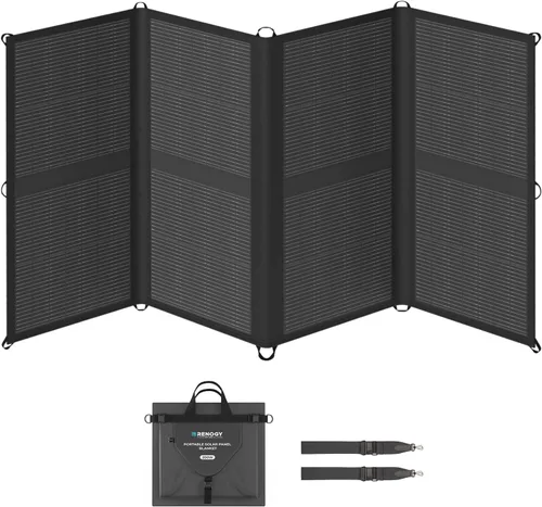 Renogy Manta de panel solar portátil de 200 W, 25% de alta eficiencia tipo N cargador solar plegable para estación de energía, ligero ahorro de