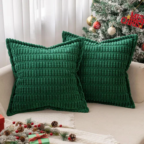 Miniatura 24 de MIULEE - Juego de 2 fundas de almohada decorativas de terciopelo de pana, naranja quemado, para otoño, suaves, a rayas, con borde ancho, decoración