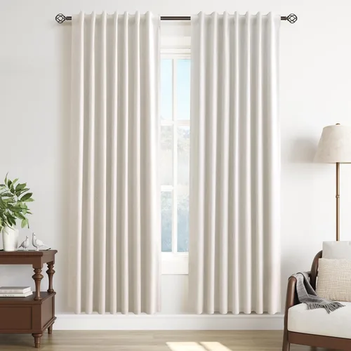Miniatura 46 de Guken Cortinas opacas de lino, 2 paneles rústicos, elegantes, 100% opacas, con aislamiento térmico, banda de ganchos y trabilla trasera, 52 x 84