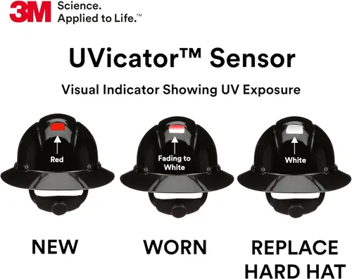 Miniatura 5 de 3M Hard Hat SecureFit H-800 Series Casco de seguridad estilo ala completa con sensor Uvicator, suspensión de trinquete de difusión de presión de 4