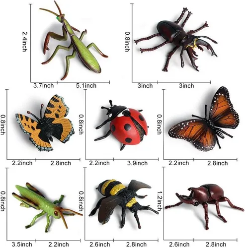 Miniatura 2 de 8 figuras realistas de insectos de plástico surtidas, caja de arena realista de 4 pulgadas, mariposa, abeja, mariquita, saltamontes, mantis, Uang