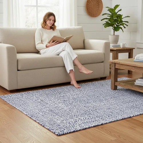 Miniatura 33 de Super Area Rugs Farmhouse - Alfombra trenzada de algodón reversible para cocina, gris y blanco, 4 x 6 pies, ovalada