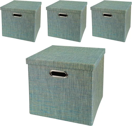 Miniatura 42 de Posprica Cubos de almacenamiento plegables, 11 x 11 x 11 pulgadas, contenedores de tela, 4 unidades, color beige