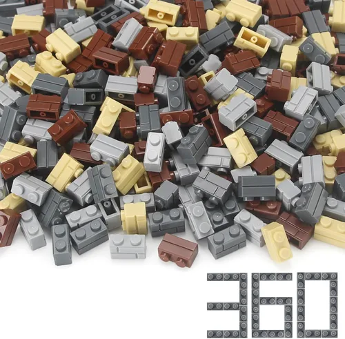 Miniatura 5 de 360 piezas de ladrillos de mampostería de 1 x 2, bloques de construcción multicolores para pared, piezas y piezas MOC, juego de juguetes a granel 4