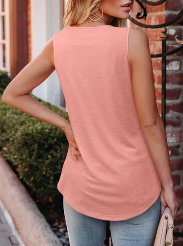 Miniatura 5 de BETTE BOUTIK Camisetas sin mangas plisadas para mujer, camisetas básicas de verano, tallas S-3XL