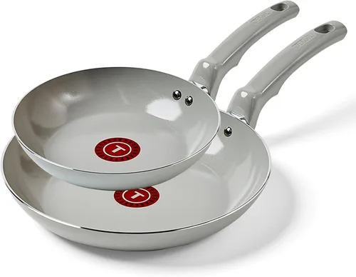 Miniatura 15 de T-Fal Refresh - Juego de batería de cocina antiadherente de cerámica, juego de ollas y sartenes de cerámica de 12 piezas, incluye olla grande, Gris