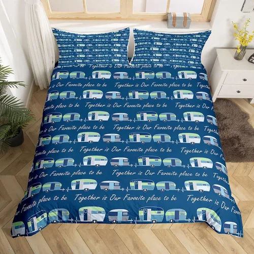 Miniatura 25 de Juego de funda de edredón con reglas de campamento, tamaño Queen para niños, funda de edredón rústica para campamento (sin edredón), funda de Multi