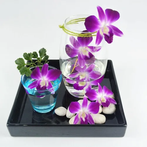 Miniatura 5 de Flores de orquídea frescas Miami OrchidClub USA Sunne Tropical en suelto, decoración para comida y bebida (100 AZUL PURPURA)