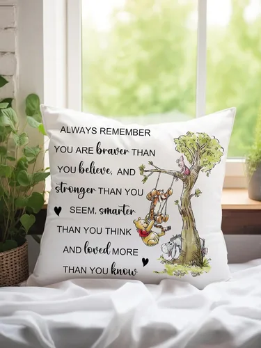 Miniatura 3 de Funda de almohada con texto en inglés "You're Braver Than You Believe" (You're Braver Than You Believe) - Funda de almohada cuadrada para sofá