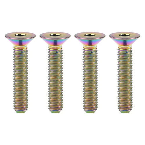 Miniatura 27 de Titanium Ti M5x10 12 15 20 0.984 in cabeza plana avellanada Tornillos hexagonales Tornillos de cabeza plana, paquete de 4 (M5x10mm, Negro)