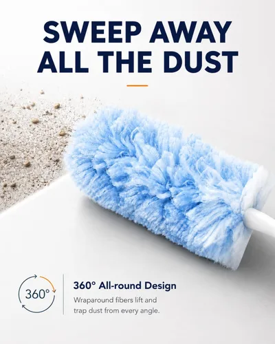Miniatura 4 de Recambios de plumero resistentes compatibles con plumeros Swiffer, 20 repuestos de microfibra con 1 mango, plumeros multisuperficie desechables
