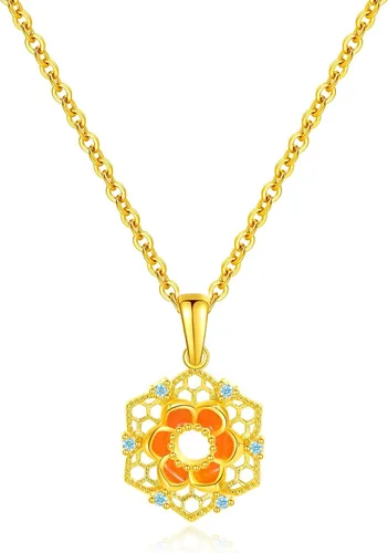 18K Gold-Plated Flower Pendant Necklace with Pearls and Zircon - Fashionable Cute Design for Girls and Women with Box Gifts
