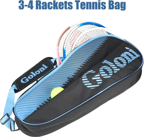 Miniatura 2 de Goloni Bolsa para 3 raquetas de tenis, para jugadores profesionales o principiantes, bolsa de protección para raquetas con almohadilla protectora