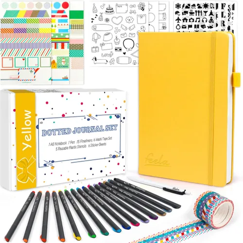 Miniatura 10 de feela Kit de Diario con Puntos, Cuaderno Planificador de Tapa Dura con Cuadrícula de Puntos para Principiantes Mujeres y Niñas, Toma de Notas