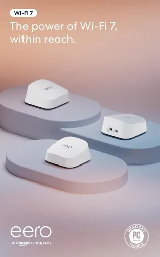 Miniatura 10 de Amazon eero 7 con 1 mes gratis de eero Plus (renovación automática): WiFi rápido hasta 2.5 Gbps, cubre hasta 2,000 sq. ft., paquete de 1