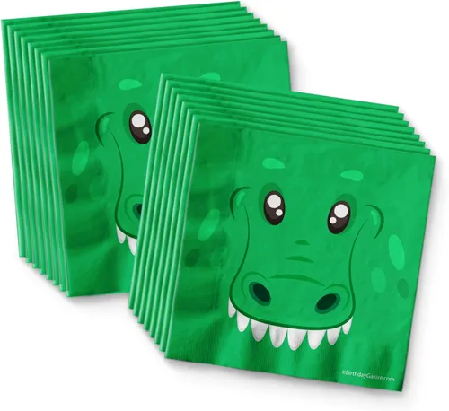 Miniatura 4 de Suministros para fiesta de cumpleaños de cocodrilo, juego de vajilla de cocodrilo para cumpleaños de niño, kit incluye platos, servilletas y tazas