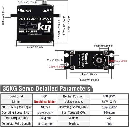Miniatura 8 de Servo motor de dirección RC de alto par a prueba de agua de 77.2 lbs, potente y rápido engranaje de metal completo digital de alta velocidad servo