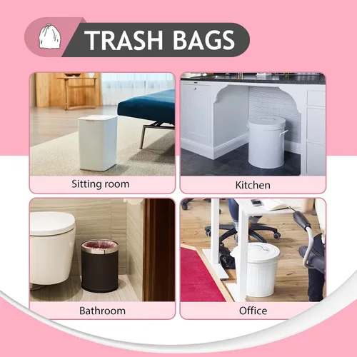 Miniatura 5 de Teivio Bolsas de basura fuertes de 2 galones, 180 unidades, bolsas de basura para baño, bolsas de plástico para oficina en casa, cocina, color rosa