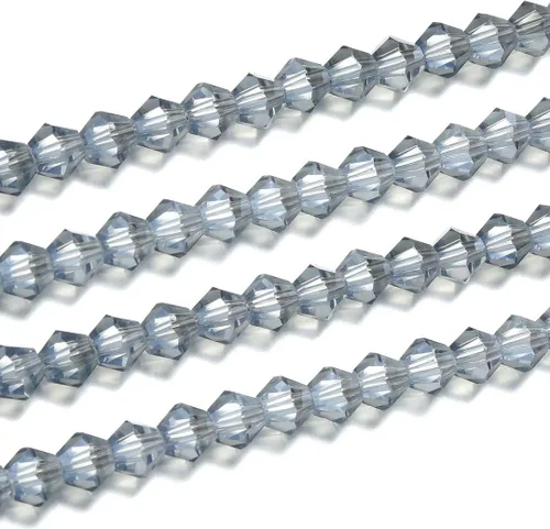 Miniatura 20 de 5 hebras checas de cristal bicono facetado de 0.236 in (0.24 pulgadas) cuentas sueltas espaciador a granel amatista púrpura (215-230 piezas)