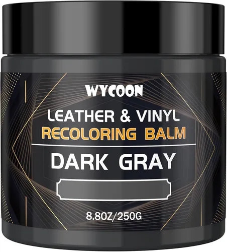 Bálsamo de recoloración de cuero y restaurador de color | Tinte de cuero gris oscuro, pintura y kit de reparación para muebles, sofás, asientos de