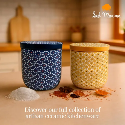 Miniatura 7 de SAL MARINA - Recipiente de cerámica de 12 onzas, para sal o especias, decoración de cocina, tarros de cerámica hechos a mano con tapas de sellado