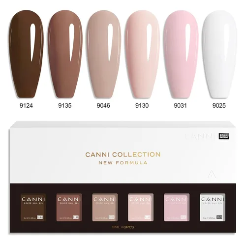 Miniatura 8 de CANNI Kit de esmalte de uñas de gel, 6 colores, rosa nude, 0.3 fl oz, tonos de piel, uñas francesas, marrón neutro, kit de uñas de gel para remojar