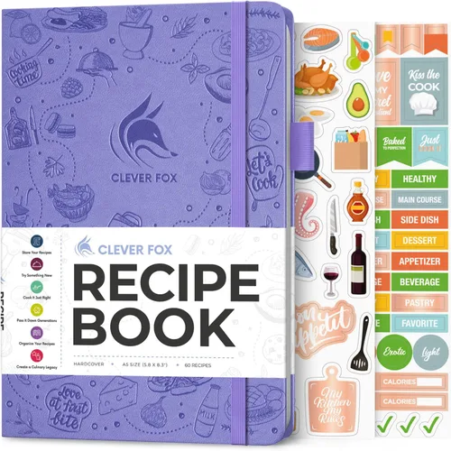 Miniatura 22 de Clever Fox Libro de recetas - Libro de cocina familiar en blanco - Diario de cocina vacío - Organizador de cuadernos para escribir recetas - Turquesa