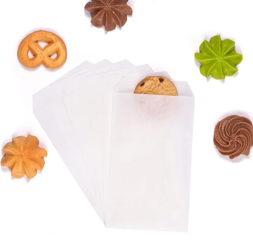 Miniatura 4 de Quotidian Bolsas de papel pequeñas a prueba de grasa de color rojo fresa de 3 x 5 pulgadas (3.1 x 5.2 in) paquete de 100 – golosinas de panadería
