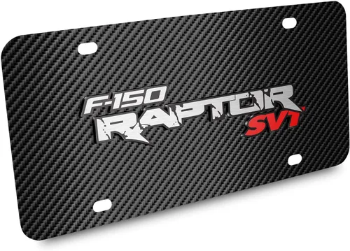 Miniatura 2 de iPick Image Para Ford F-150 Raptor SVT 3D Logo Negro Fibra de Carbono Patten Placa de Acero