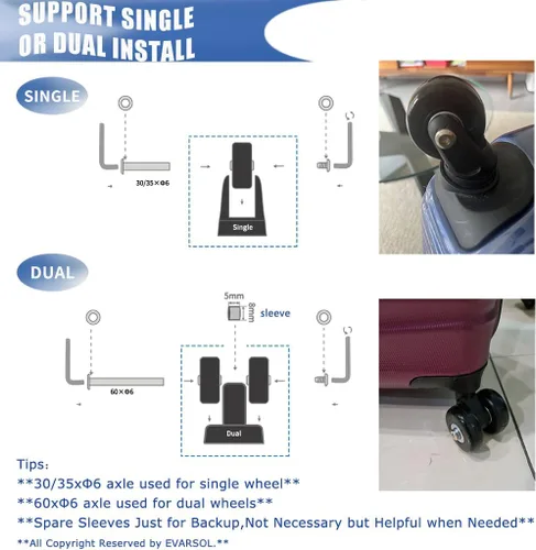 Miniatura 5 de Juego de 4 ruedas de repuesto de 50 mm para maleta de equipaje, con rodillos para patines en línea, ruedas giratorias, rodillos de goma, rodamientos