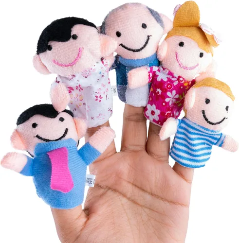 Miniatura 2 de Mini abuelos, mamá y papá, hermano y hermana, marionetas de dedo de familia para niños, espectáculos, recreación, colegios - 6 piezas.