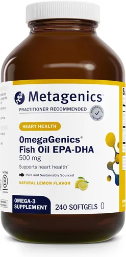 Metagenics OmegaGenics EPA-DHA 500 - Suplemento de aceite de pescado de alta potencia para la salud cardiovascular* - De origen sostenible y probado